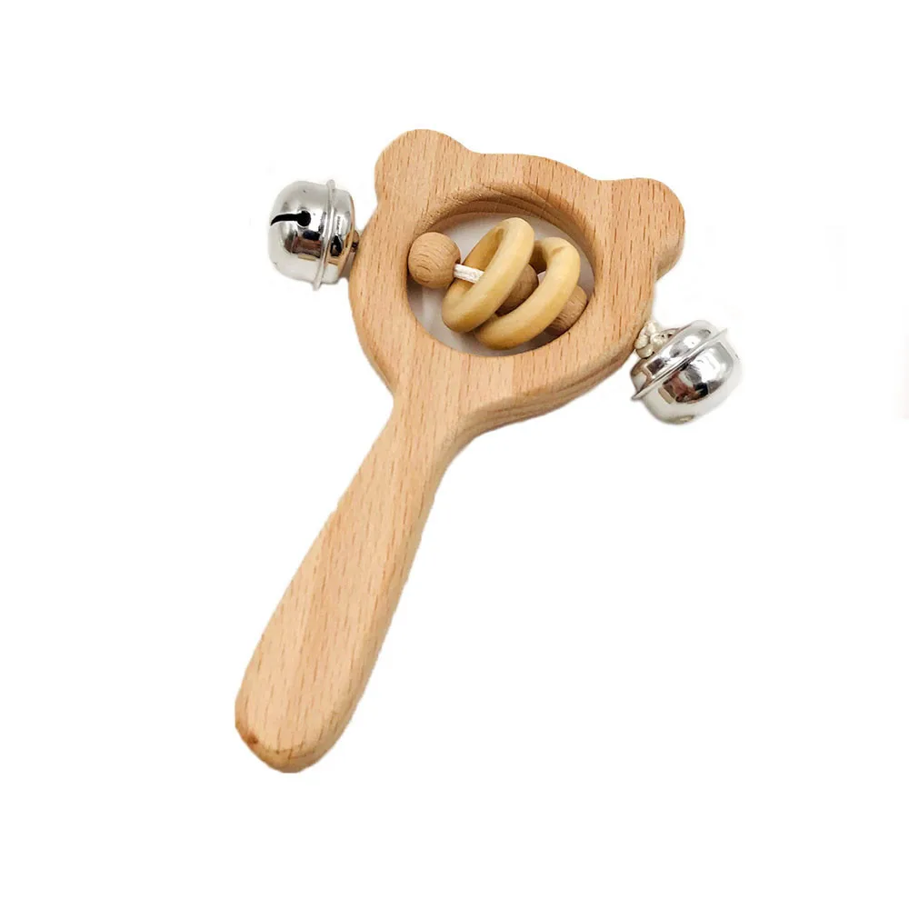 1 деревянная палочка 4 стиля колокольчики деревянный бук Натуральная Детская погремушка-прорезатель для зубов детский грызунок