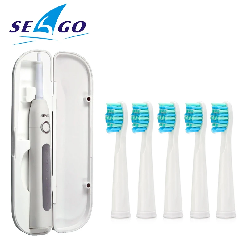 Seago Sonic Electric Toothbrush Adult Timer Brush USB Rechargeable Tooth Brushes with 3pcs Replacement Heads