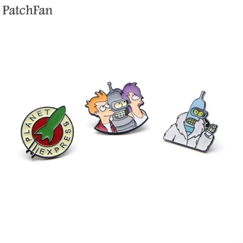 Patchfan Futurama Мультяшные цинковые эмалированные булавки трендовые медали insignia para рюкзак рубашка Броши Одежда Значки для мужчин и женщин A1502