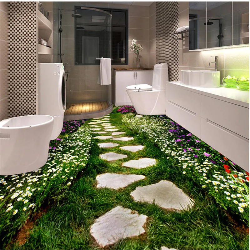 

Custom 3D photo floor painting wallpaper PVC adhesive wear non-slip waterproof thickened comes Wallpaper Murals floor sticker