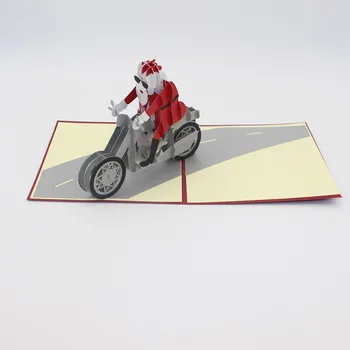 

3D Laser Cut Handmade Fashion Motorcycle Cool Santa Claus Paper Invitation Greeting Card PostCard Adult Kids Creative Gift