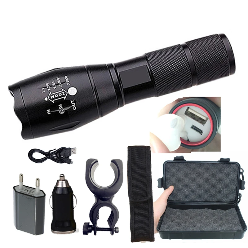 Koop Z20 2018 USB led Zaklamp XM L2 T6 Tactical Torch Zoomable Krachtige Licht Lamp camping Verlichting Voor USB Charger lantaarn
