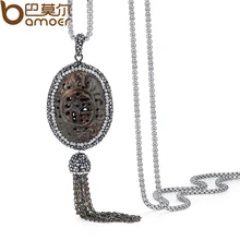 Bamoer amantes ‘ regalo de san valentín de moda Natural hueso Animal suéter cadena colgante collar de moda hombres collar de la joyería NSN008-BN