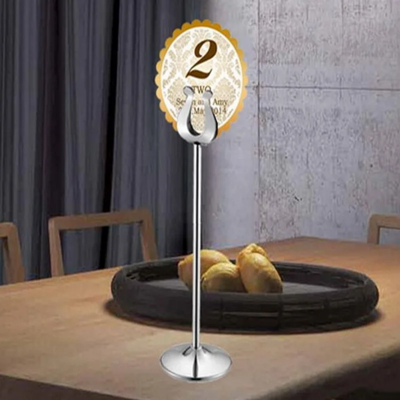 

European style stainless steel U-type menu card holder tray buffet bar table sign number holder