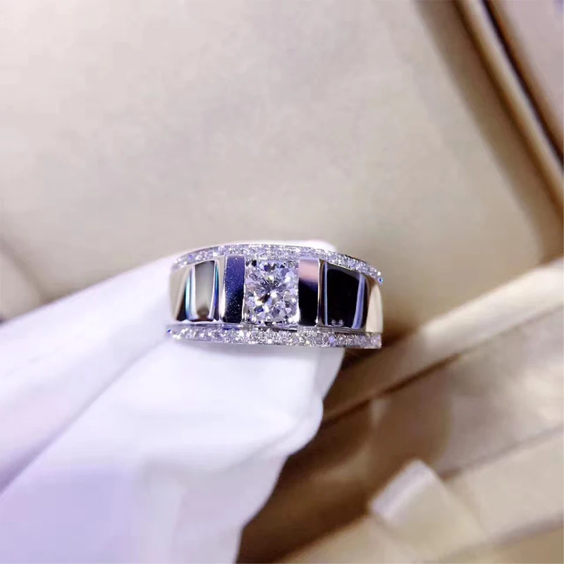 Мужское кольцо для помолвки ANI 18 k белое золото (AU750) сертифицированное F G/SI 0 771 CT