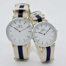 2016 dw New style JEAMS & NOISETTE couple montre Haute Qualité femel robe de mode casual nylon Hommes Femmes Poignet amoureux Montre relojes dw