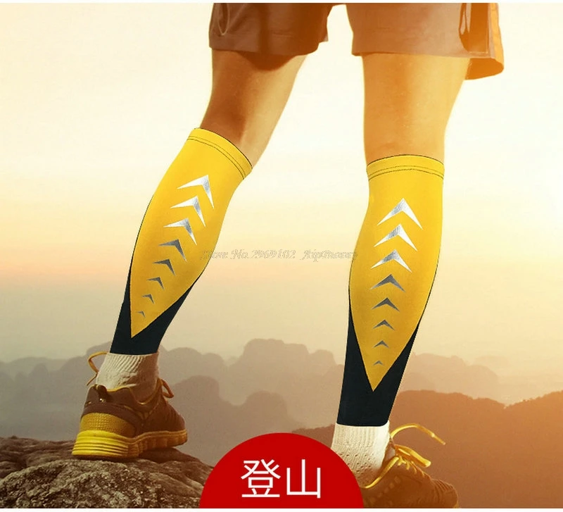2 шт. Светоотражающие походные RunningCalf рукава спортивные фитнес футбольные щитки ножка дышащие Компрессионные носки гетры