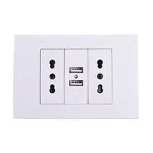 Настенная розетка, двойная итальянская/Чили электрическая розетка с 1000мА двойной usb-порт для зарядки для мобильных 118 мм* 80 мм