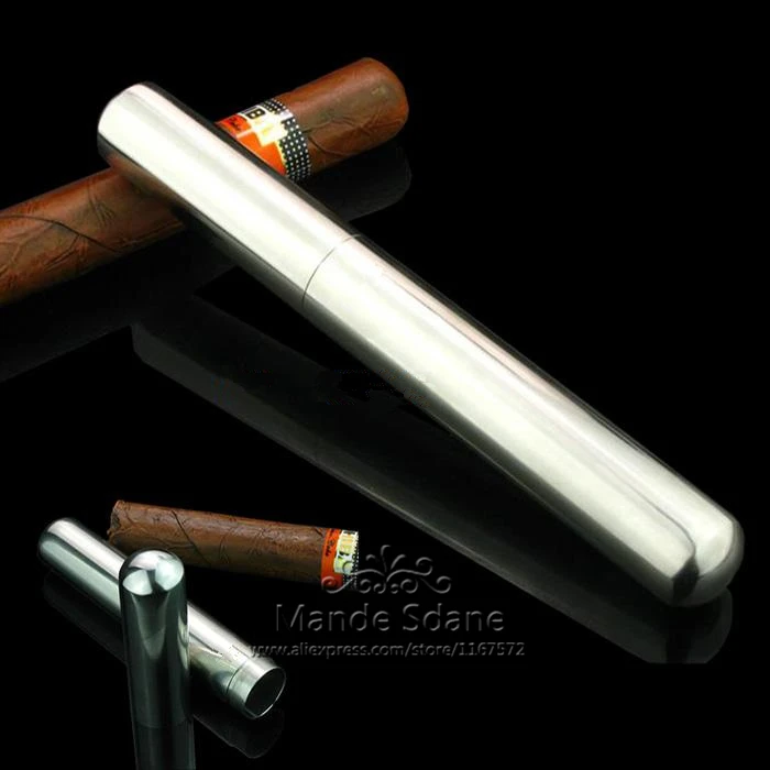 2014 New Crafts Stainless Steel Cigarettes Case Silver Cigar Holder