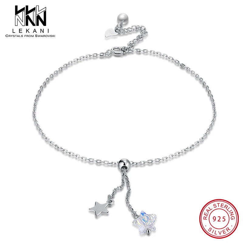 Элегантный браслет swarovski с кристаллами звезды падения с цепочкой из стерлингового серебра 925 пробы для женщин ножной браслет красивые украшения модный стиль