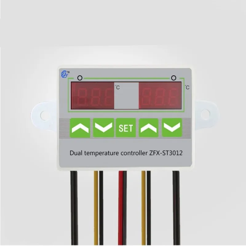 

ST3012 220V 12V 24V Dual Digital Temperature Controller 10A Thermostat Control Switch Probe 2x waterproof sensor thermostatic