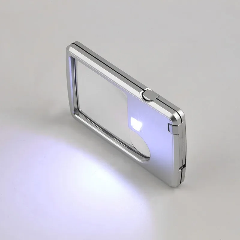

Credit Card 89*57*9mm Led Magnifier loupe with light Leather Case Brand magnifying glass lupa lupa com luz lupa deaumento