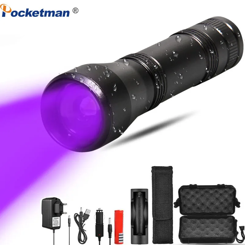 

8000 Lums LED UV Flashlight UV Light L2/T6 white light LED Torch Light 5Mode Zoomable 395nm Blacklight by 18650 Battery