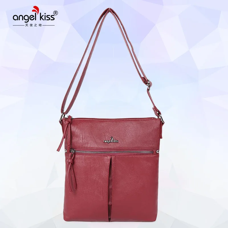

Angel Kiss Casual Simple Diagonal Small Square Bag PU Wild Wash Water Shoulder Lady Bag Luxury Messenger Bag