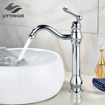 

Uythner Chrome Polished Bathroom Sink Faucet Single Handle Swivel Spout Basin Mixer Tap Deck Mounted