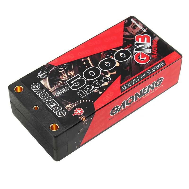 

Rechargeable Lipo Battery Gaoneng 7.4V 5000mAh 2S2P 120C 37.5WH Lipo Battery for 1/10 RC Car