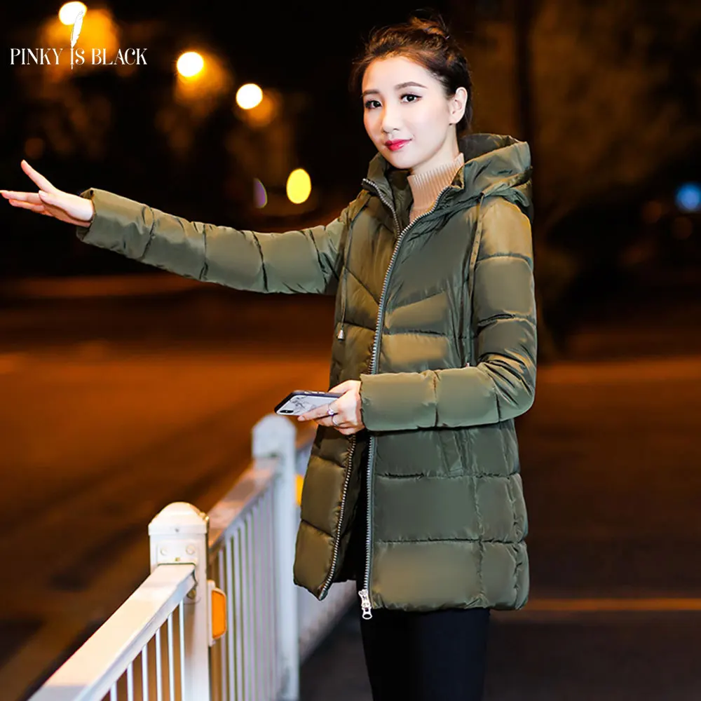 PinkyIsBlack Winter Jacket Women Coats Hooded Female Long Parkas Thicken Hooded Down Cotton Padded Lining Winter Coat Women 2018