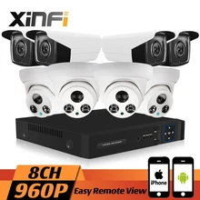 XINFI 8CH HDMI 960P HD 1.3MP Home Security Camera System CCTV kit Weatherproof Dome IP Camera Real-time Recording P2P onvif