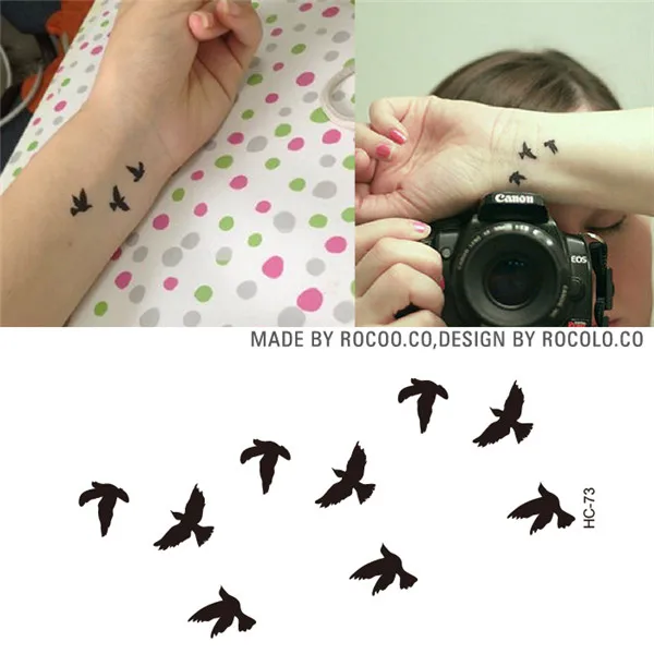 HC1073 Women Sexy Finger Wrist Flash Fake Tattoo Stickers Liberty Small Birds Fly Design Waterproof Temporary Tattoos Sticker