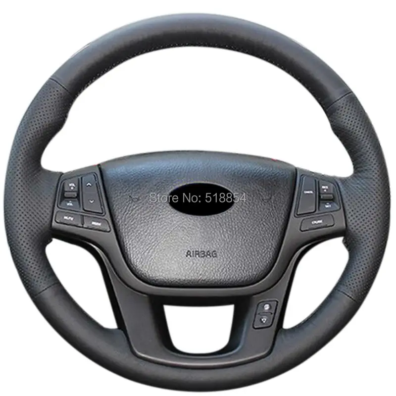 Black Artificial Leather Car Steering Wheel Cover for Kia Sorento 2009