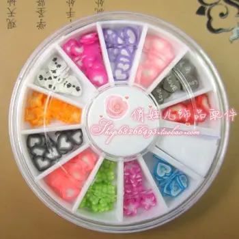 

5sets/lot 12 Color Nail Art Fimo 3D Polymer Clay Heart-shaped DIY Slice Decoration Tips Free shipping