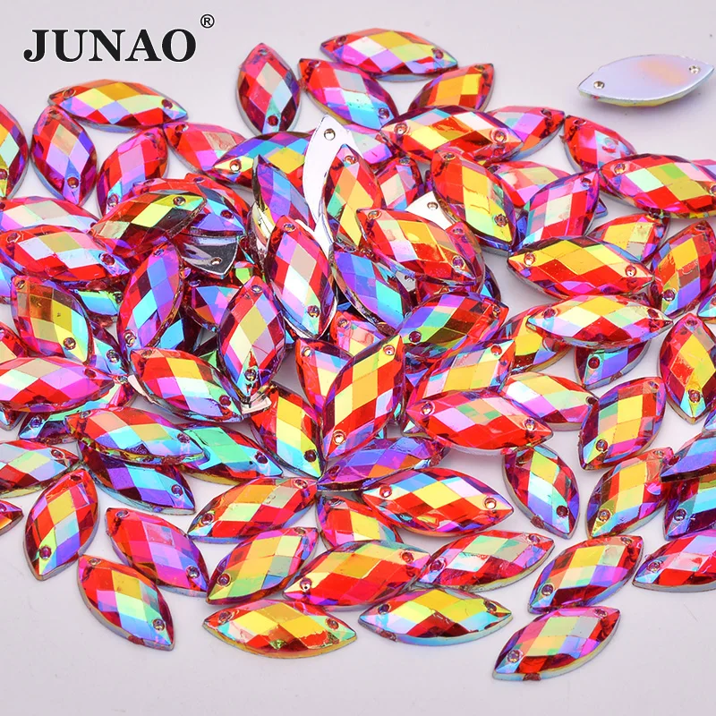 JUNAO 7*15 мм шитье фиолетовый AB лошадь глаз стразы аппликация пришить акриловый кристаллический камень Flatback страз алмаз для платья