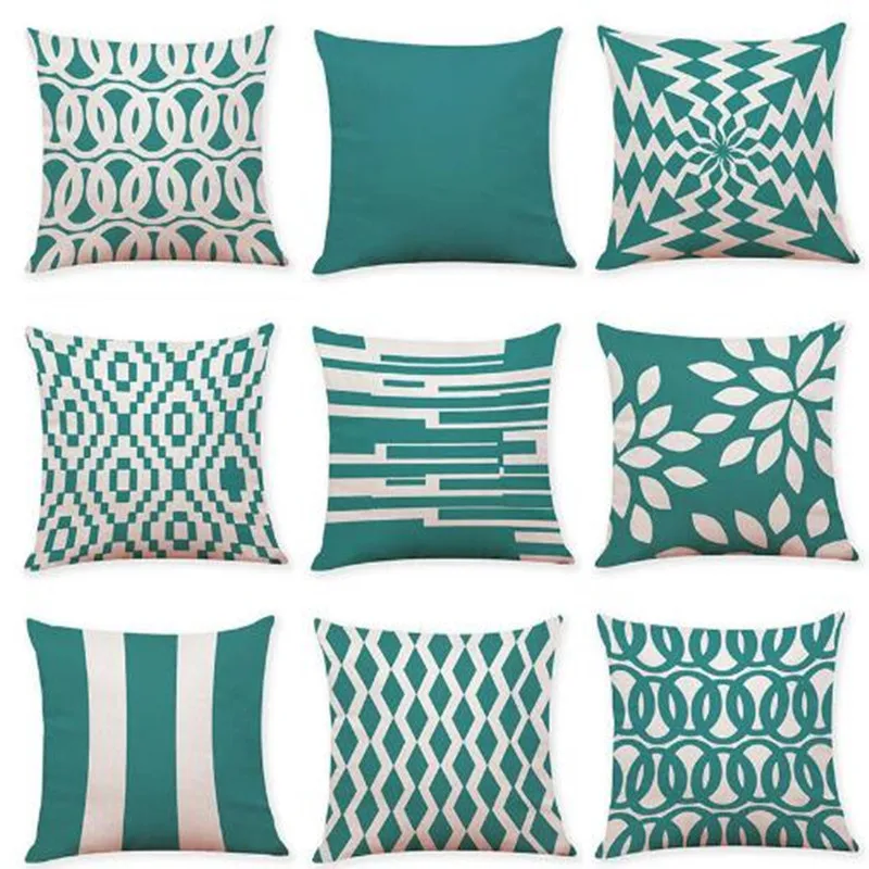 

Light green style geometry pattern linen/cotton pillow case Home decorative pillow cover
