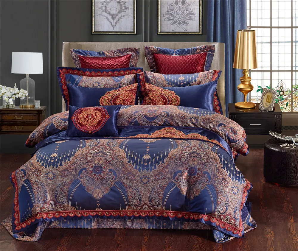 Buy New Luxury bohemian satin cotton bedding sets