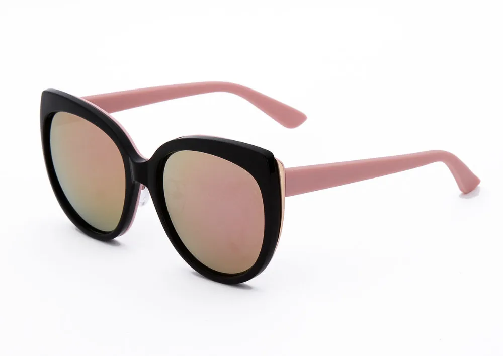 Огромная оправа кошачий глаз солнцезащитные очки женские брендовые дизайнерские УФ Защита Покрытие Солнцезащитные очки розовое зеркало