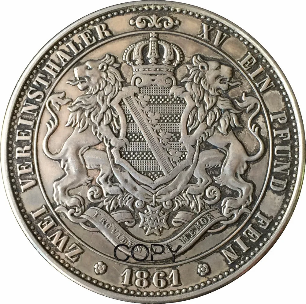 Немецкие Штаты 2 Королевский девинтлер 1861 г. йоханн из Саксонии латунное
