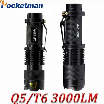 

zk5 Mini xml t6 q5 flashlight powerful Zoomable Tactical Flashlight waterproof led torch lanterna flash max 3000 lumens