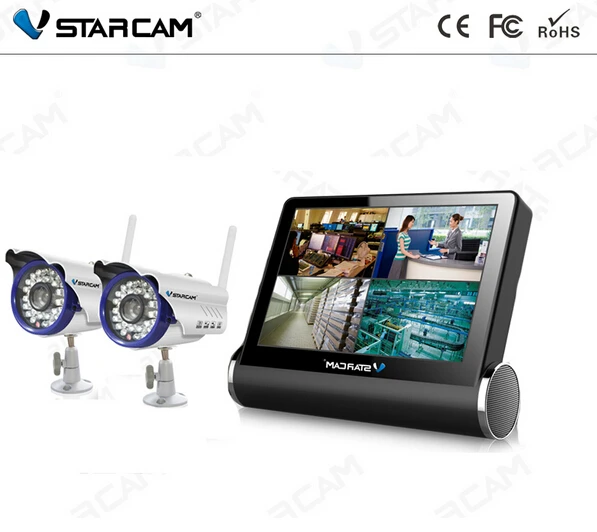 VStarcam 2 ШТ. HD 720 P Открытый Wi-Fi Ip-камера + Беспроводной NVR Комплект С 7 дюймов Емкостный