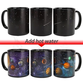 

Creative Changing Color Chang Mug Ceramic Mug Heat Revealing Coffee Cup Friends Gift Student Breakfast Cup Star Solar System Mug