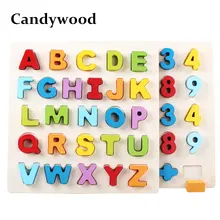 Candywood 30 см алфавит, цифры, Обучающие руки, деревянные головоломки Монтессори, развивающие игрушки для детей, Игрушки для раннего обучения