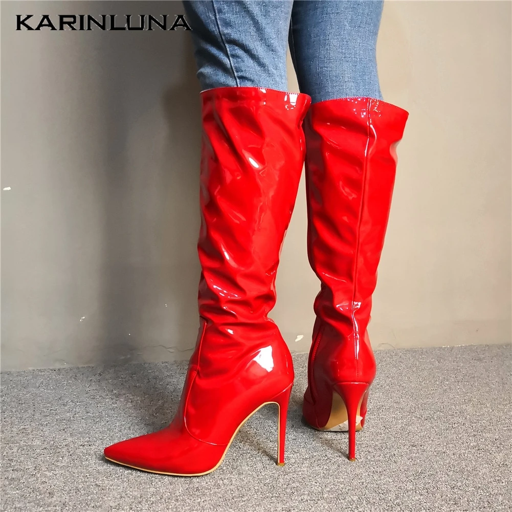

Luxury Brand Design Plus Size 34-47 Women Shoes Woman Sexy High Heels Shoes Women Boots Thin Heels Knee Boots