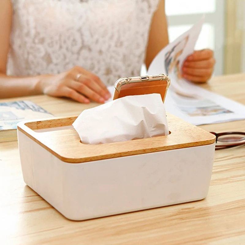 Details about   Tissue Box Dispenser Paper Storage Holder Napkin Case Organizer Wooden Cover 