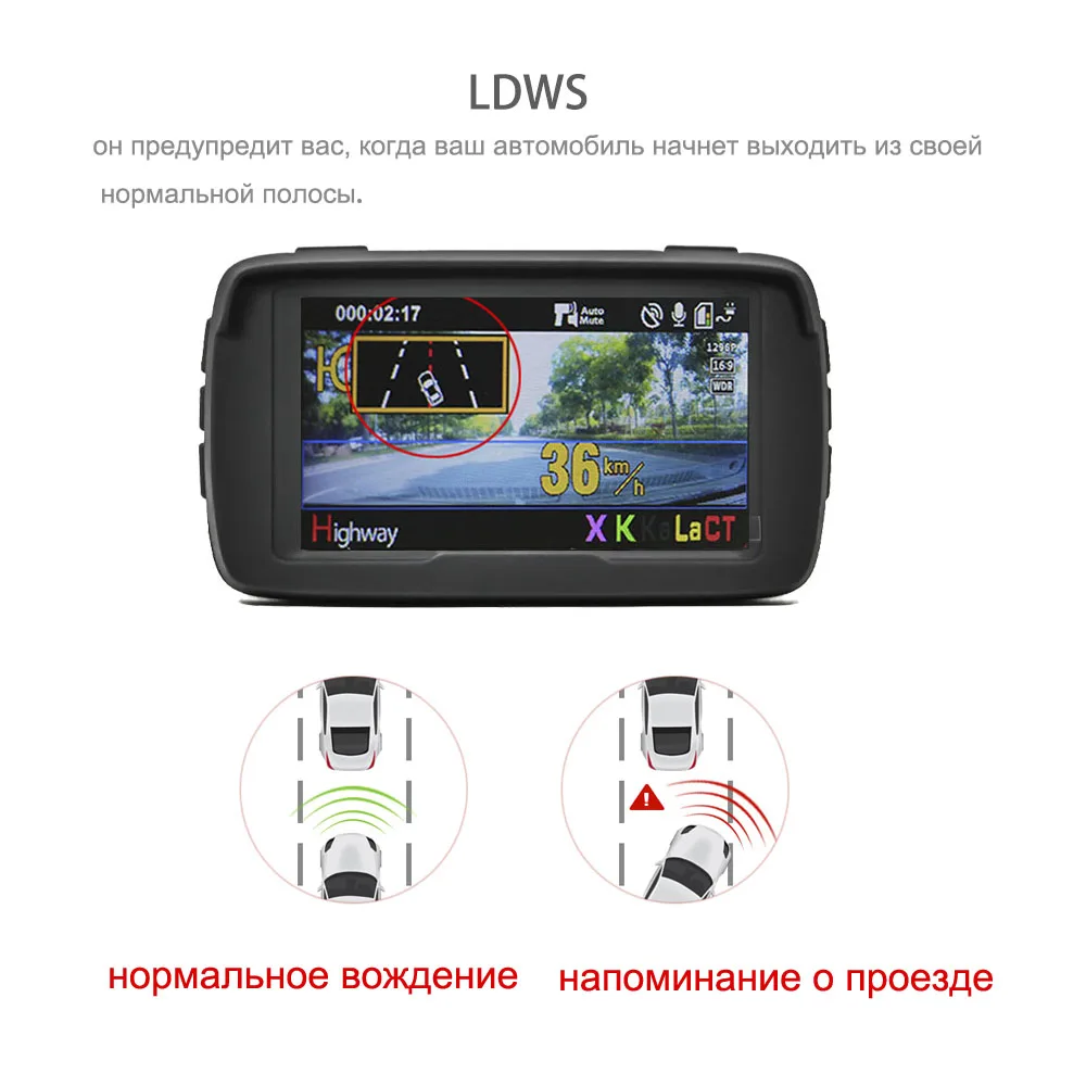 3 In 1 Anti Laser Car Radar Detector Dash Cam Car DVR Camera Recorder 170 Degree Dashcam HD 1296 P Ambarella A7 Russian Voice 