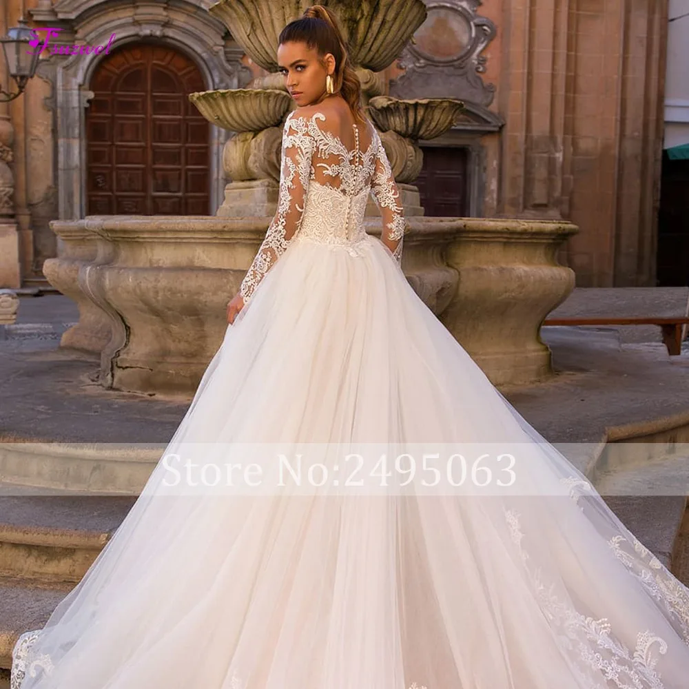 Fsuzwel Gorgeous Appliques Detachable Train Mermaid Wedding Dress 2022 New Arrival Boat Neck Long Sleeves Bridal Gown Plus size summer wedding guest dress