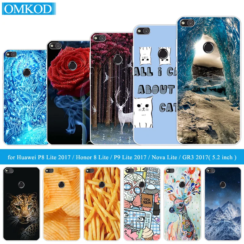 Phone Case for Huawei P8 Lite 2017 Back Cover P8Lite (2017) Covers Clear Soft Silicone Honor 8 lite Snacks Cases | Мобильные