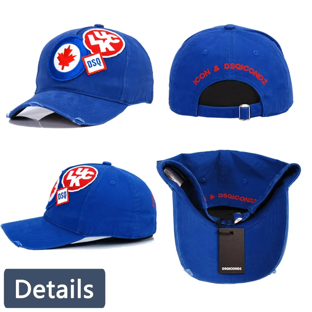 Gorra de béisbol DSQICOND2 DSQ de alta calidad para hombre, Hip Hop, Hip Hop, sombreros para papá, ropa de calle negra, azul, Gorra Beisbol