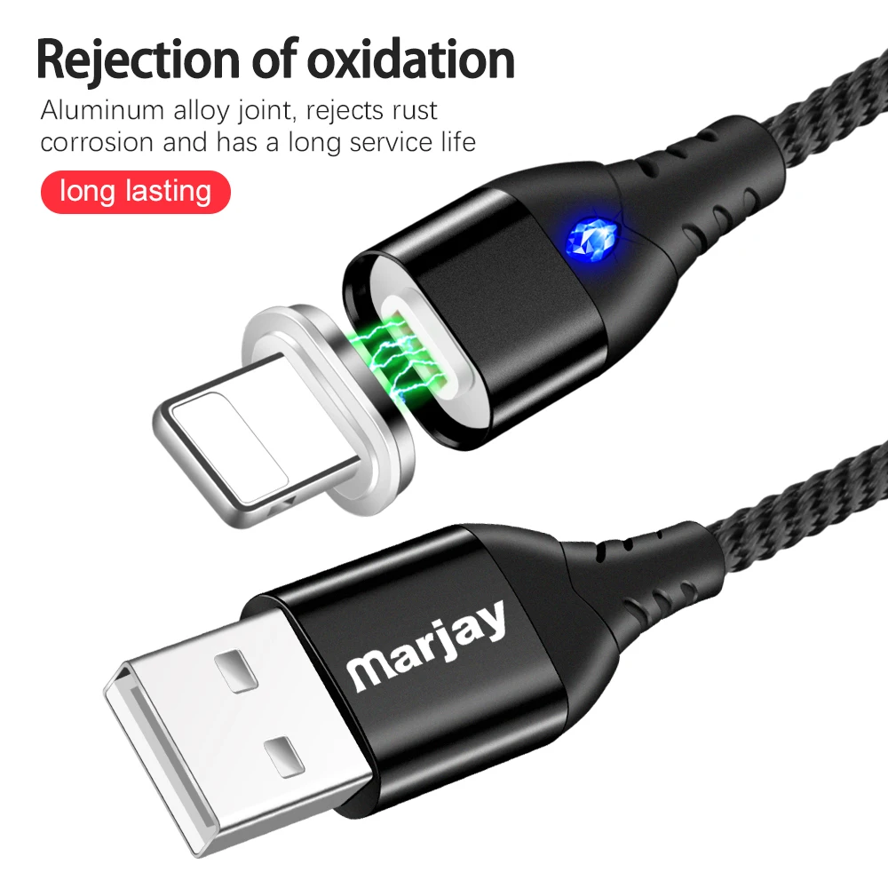 Магнитный usb-кабель Marjay для iPhone, кабель для быстрой зарядки и передачи данных для iPhone XS Max, XR X 8, 7, 6 S, Ipad, кабель для мобильного телефона