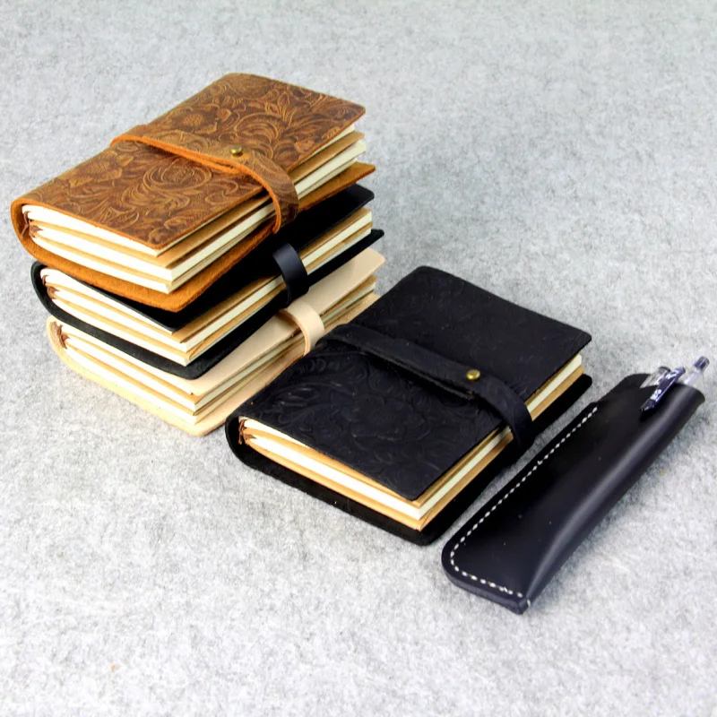 Skup EZONE rzeźbiony kwiat skóra bydlęca zeszyt z prawdziwej skóry zeszyt z okładką podróżnik podróż pamiętnik Vintage notepad School Office Supply