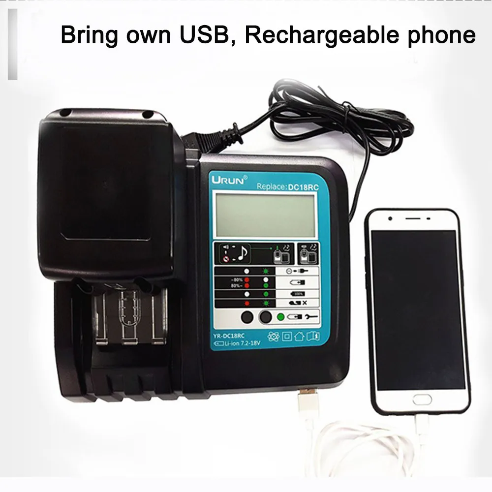 DC18RC 18V 3A USB литий-ионная батарея зарядное устройство Многофункциональный светодиодный экран Makita для samsung/HUAWEI/OPPO/Xiaomi/IPhone