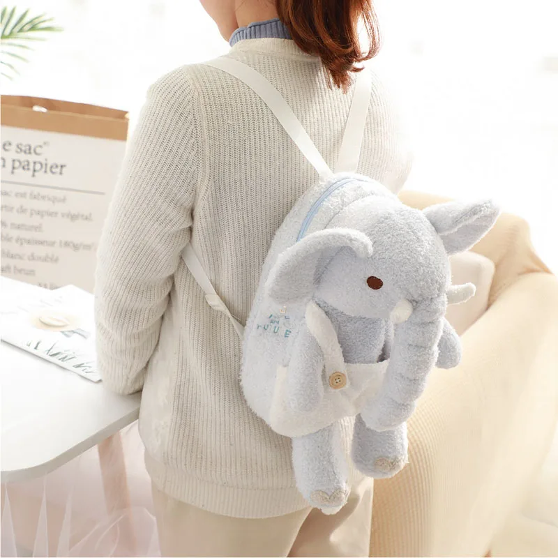 

Hot New Cute Elephant Plush Backpack Kawaii Elephant Plush Shoulder Bag Stuffed Elephant Toy Children School Bag Girls Gift Kids