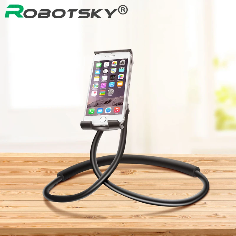 360 Degree Rotation Neck Hang Style Phone Holder Lazy Person Bendable Mobile Stand Bracket in