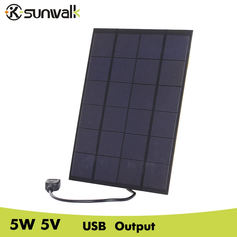 Солнечная панель для зарядного устройства SUNWALK 5 Вт В USB выход мА