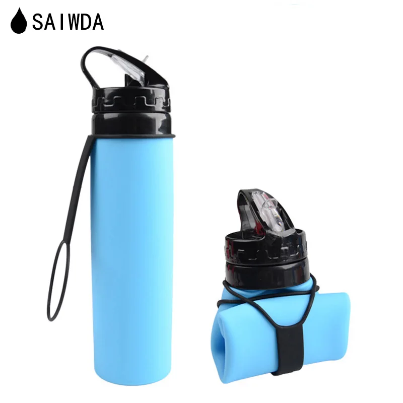 450ML Water Bottle Silicone Folding Kettle Food grade Silicone Water bottle Travel Portable