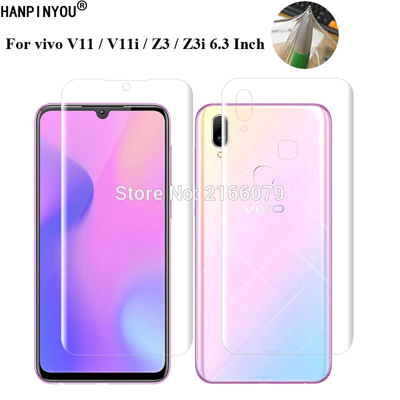 

For vivo V11 / V11i / Z3 / Z3i 6.3" Soft TPU Front Back Full Cover Screen Protector Transparent Protective Film + Clean Tools