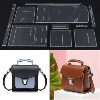 

Acrylic Stencil Leather Handmade Craft Women`s Shoulder Bag Sewing Pattern Template Sewing Accessories with Holes 18x18x12cm
