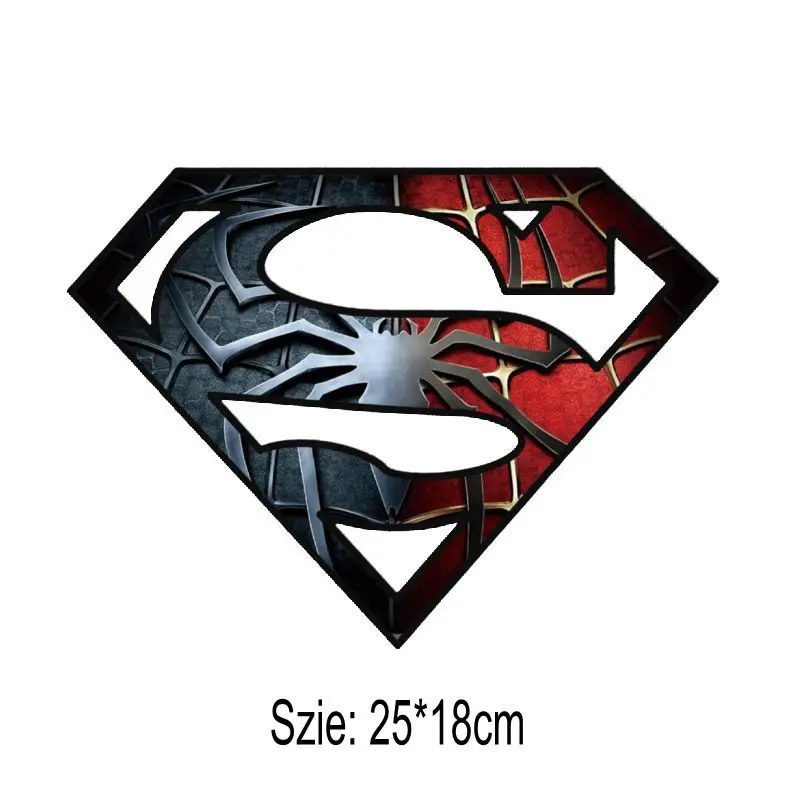 

25x18cm Super spider Parches Iron On Stickers Washable Appliques A-level Patches Heat Transfer For DIY Accessory Clothes Bag